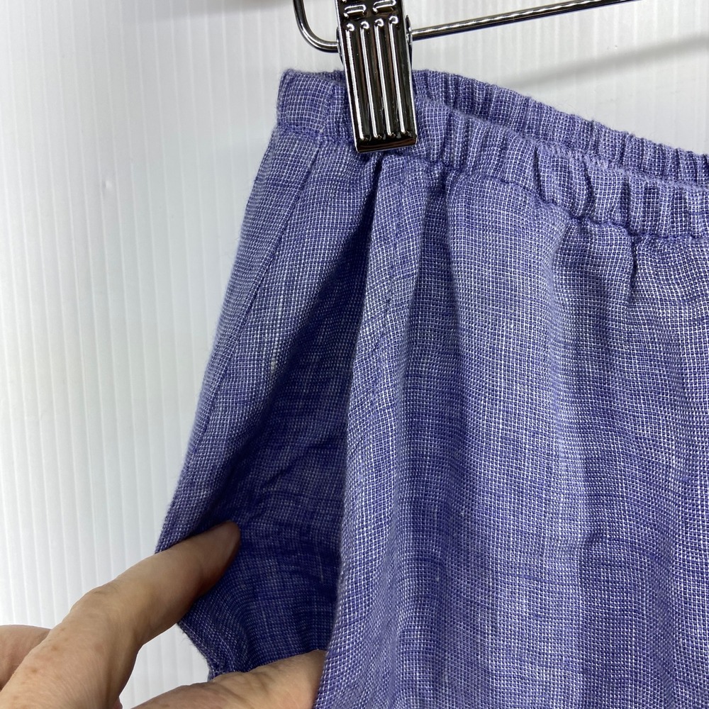 Flax Blue Linen Casual Roll Up Pants Womens Small - Picture 3 of 7